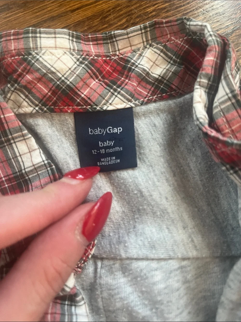 Old Navy Gap Maroon Cream Plaid bundle 12-18 months